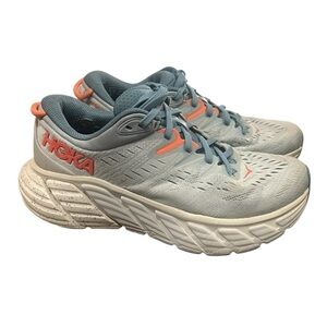 Hoka Athletic Shoes in Gray and Orange